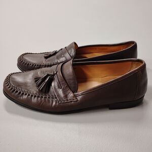 Bally Sanzio-U Loafers Brown Leather Tassel Shoes Mens Size 10 1/2 US